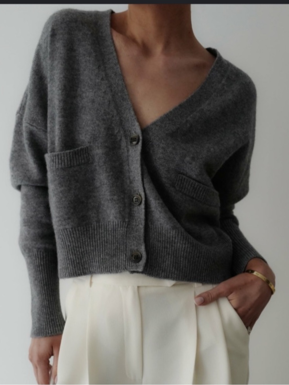 Almada Label Gray Wool Cashmere Cardigan Sweater S